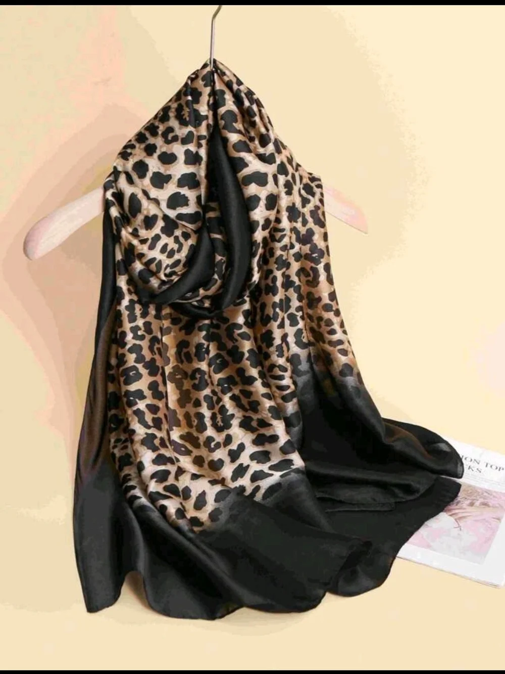 Leopard Print  Scarf - Black/Tan 70.9